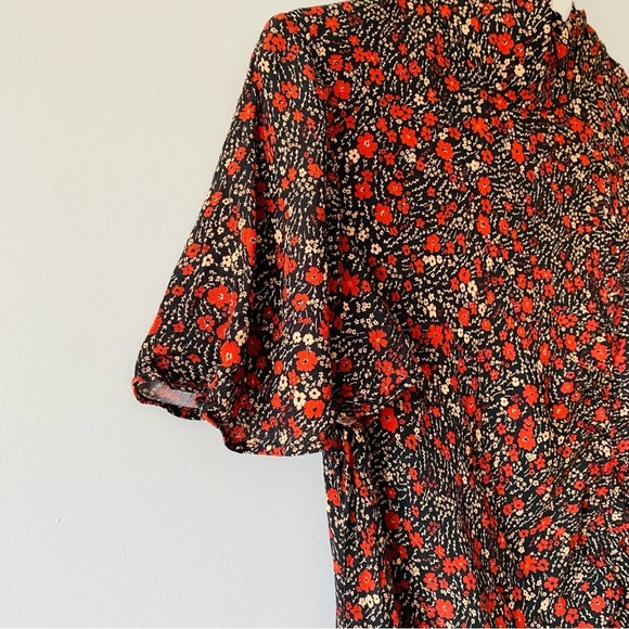 Zara Floral Turtle Neck Size Medium Midi Dress​​ - Picture 4 of 6